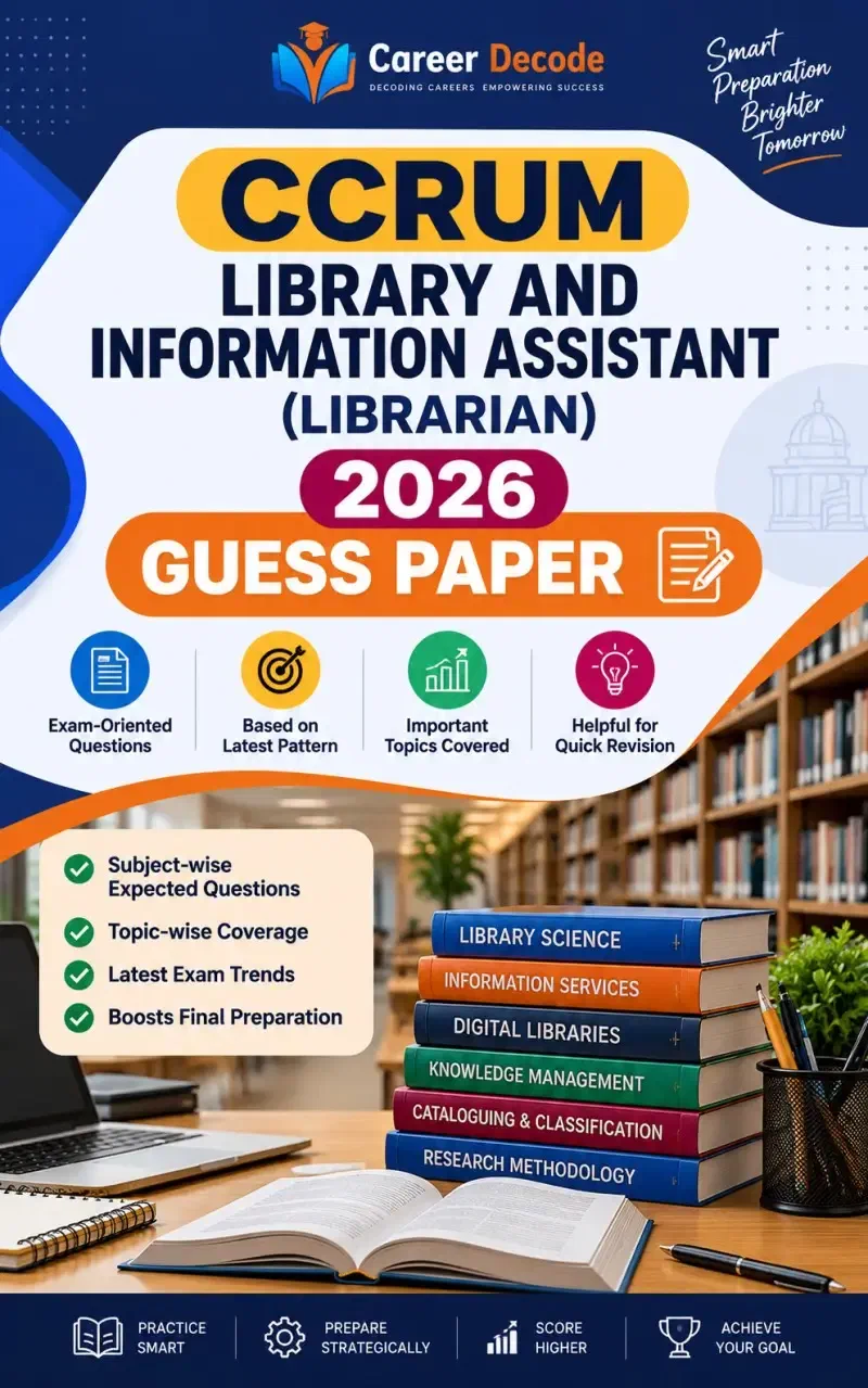 Cover of CCRUM Library and Information Assistant (Librarian) 2026 Guess Paper