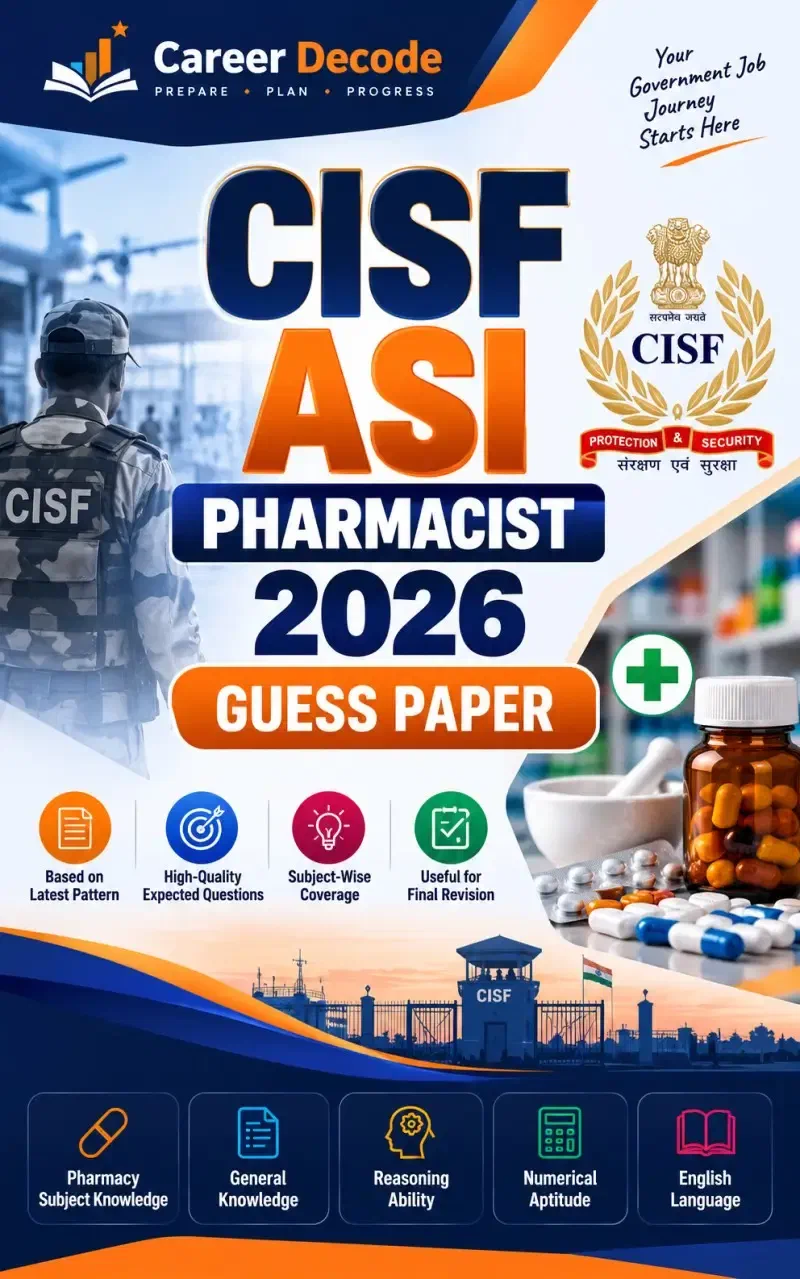 Cover of CISF ASI Pharmacist 2026 Guess Paper