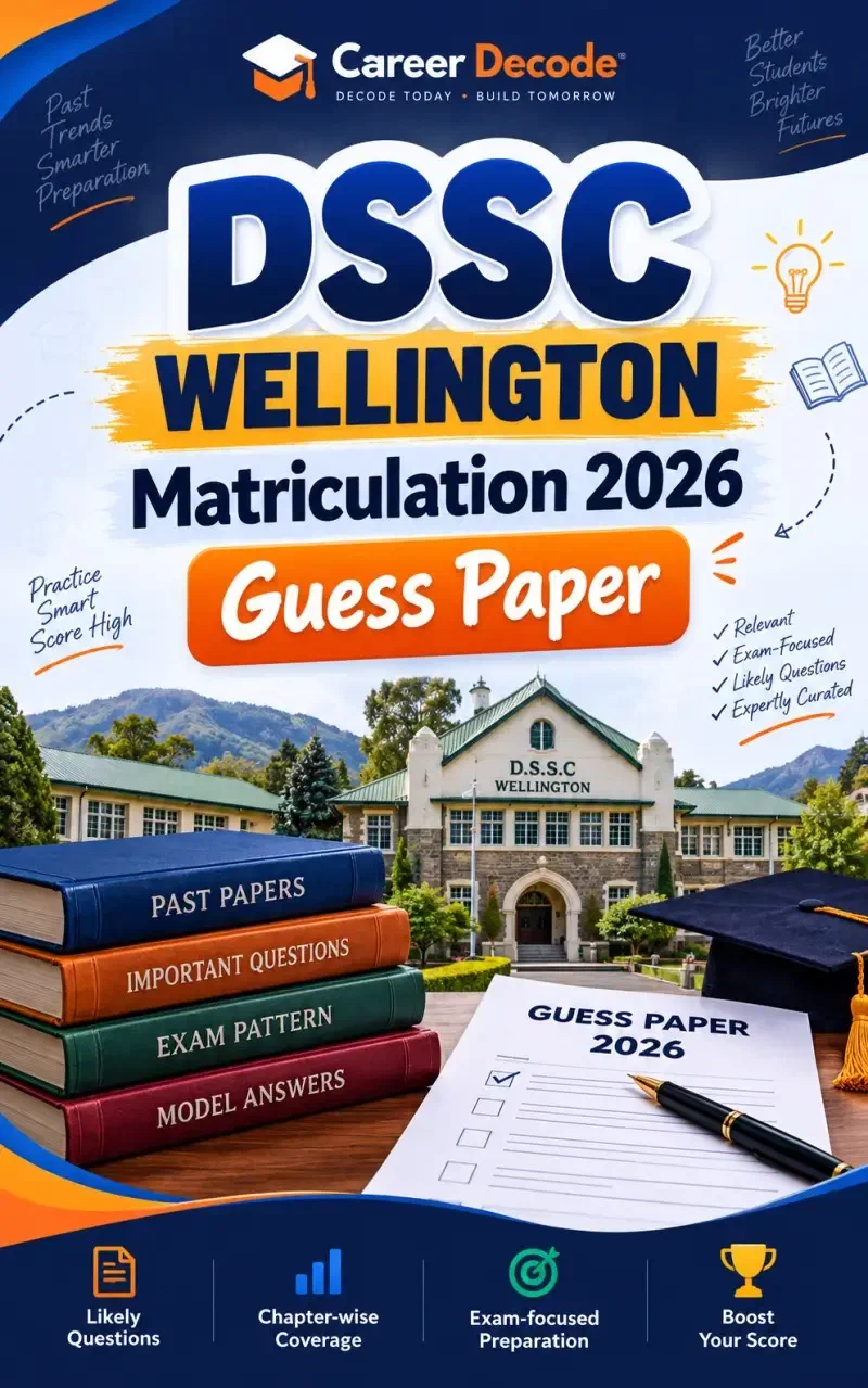 Cover of DSSC WELLINGTON Matriculation 2026 Guess Paper