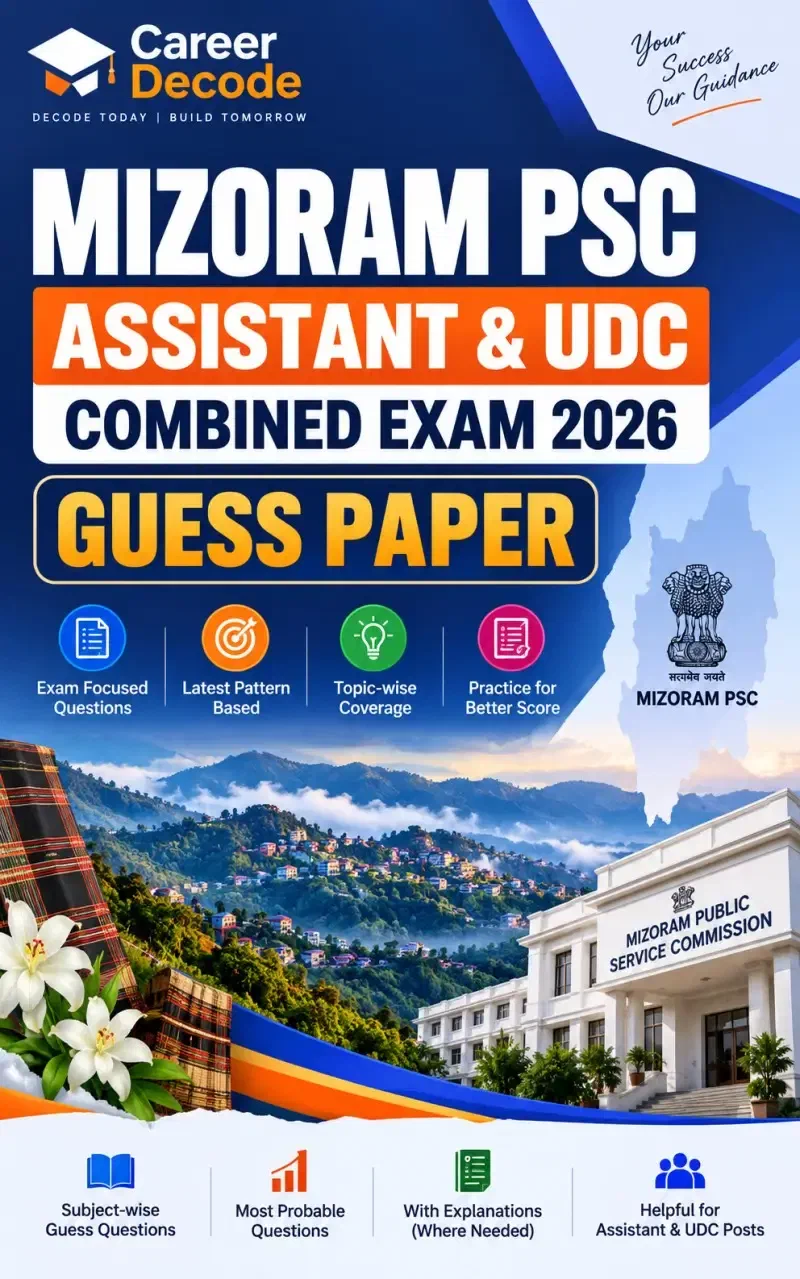 Cover of Mizoram PSC Assistant & UDC Combined Exam 2026 Guess Paper