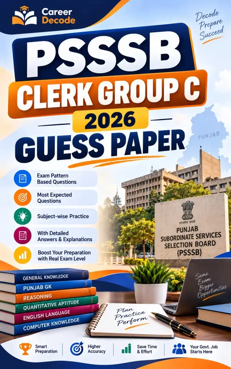Cover of PSSSB Clerk Group C 2026 Guess Paper
