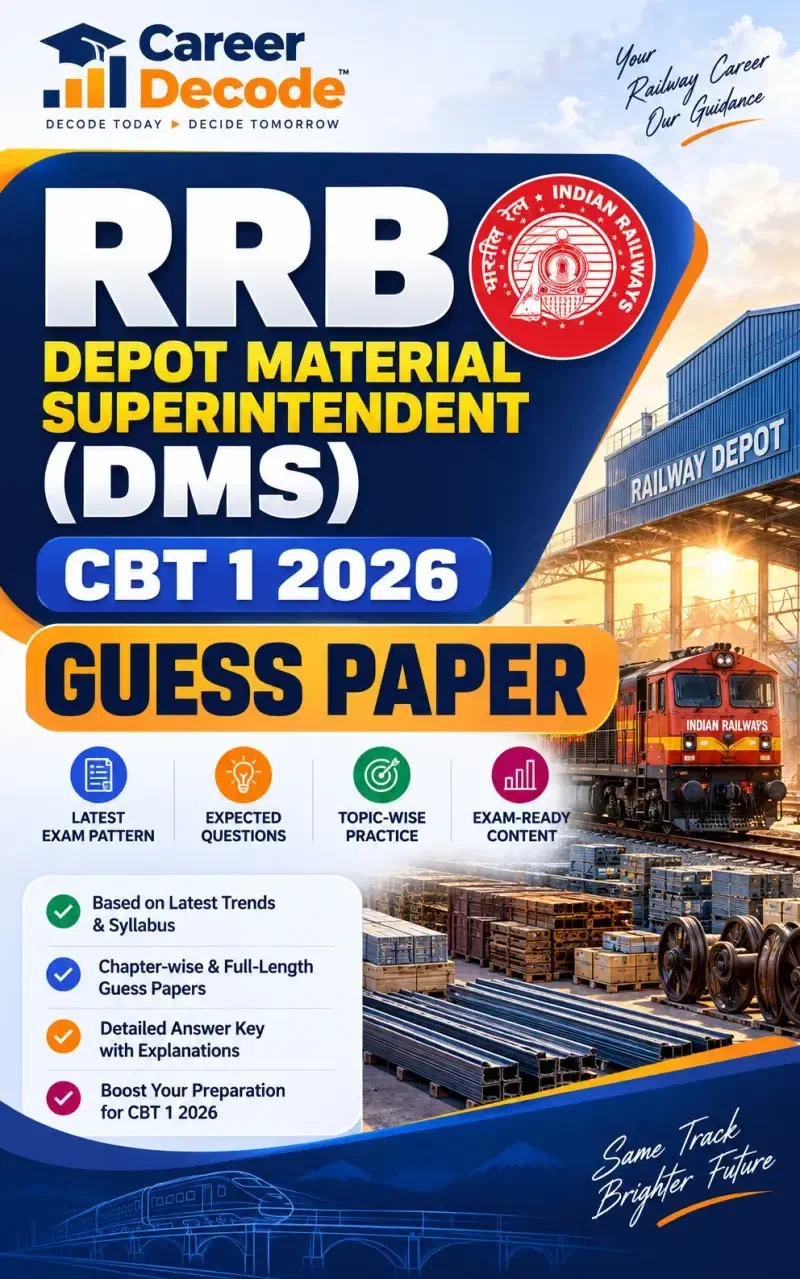Cover of RRB Depot Material Superintendent (DMS) CBT 1 2026 Guess Paper