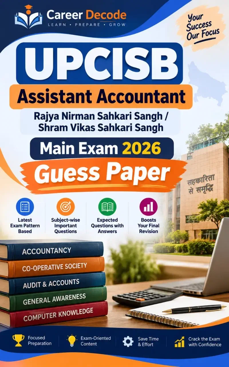 Cover of UPCISB Assistant Accountant - Rajya Nirman Sahkari Sangh / Shram Vikas Sahkari Sangh Main Exam 2026 Guess Paper