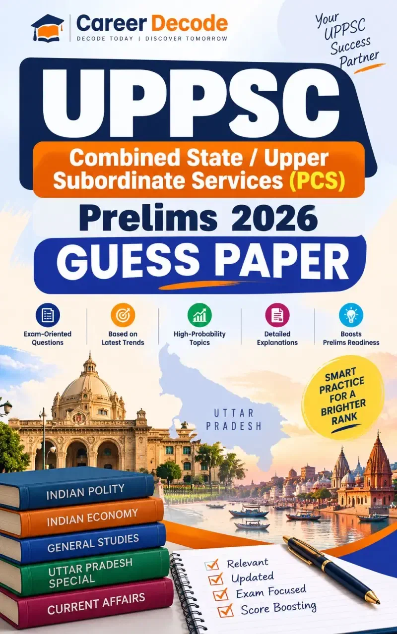 Cover of UPPSC Combined State / Upper Subordinate Services (PCS) Prelims 2026 Guess Paper